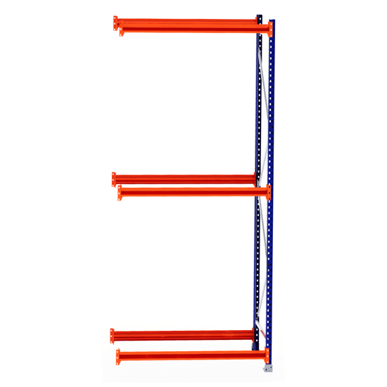 RackZone Tyre Racking 600mm Depth Extender with three orange arms, blue support.