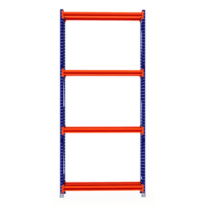 RackZone Tyre Racking 600mm Starter with 4 orange shelves, blue supports.