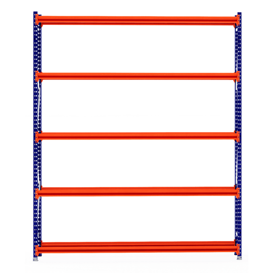 RackZone Tyre Racking 600mm Starter: blue supports, 5 orange shelves.