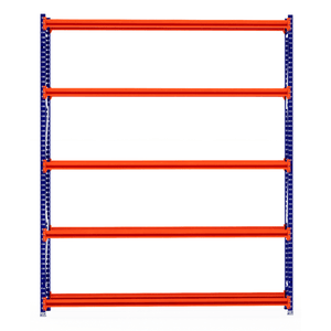 RackZone Tyre Racking 600mm Starter: blue supports, 5 orange shelves.