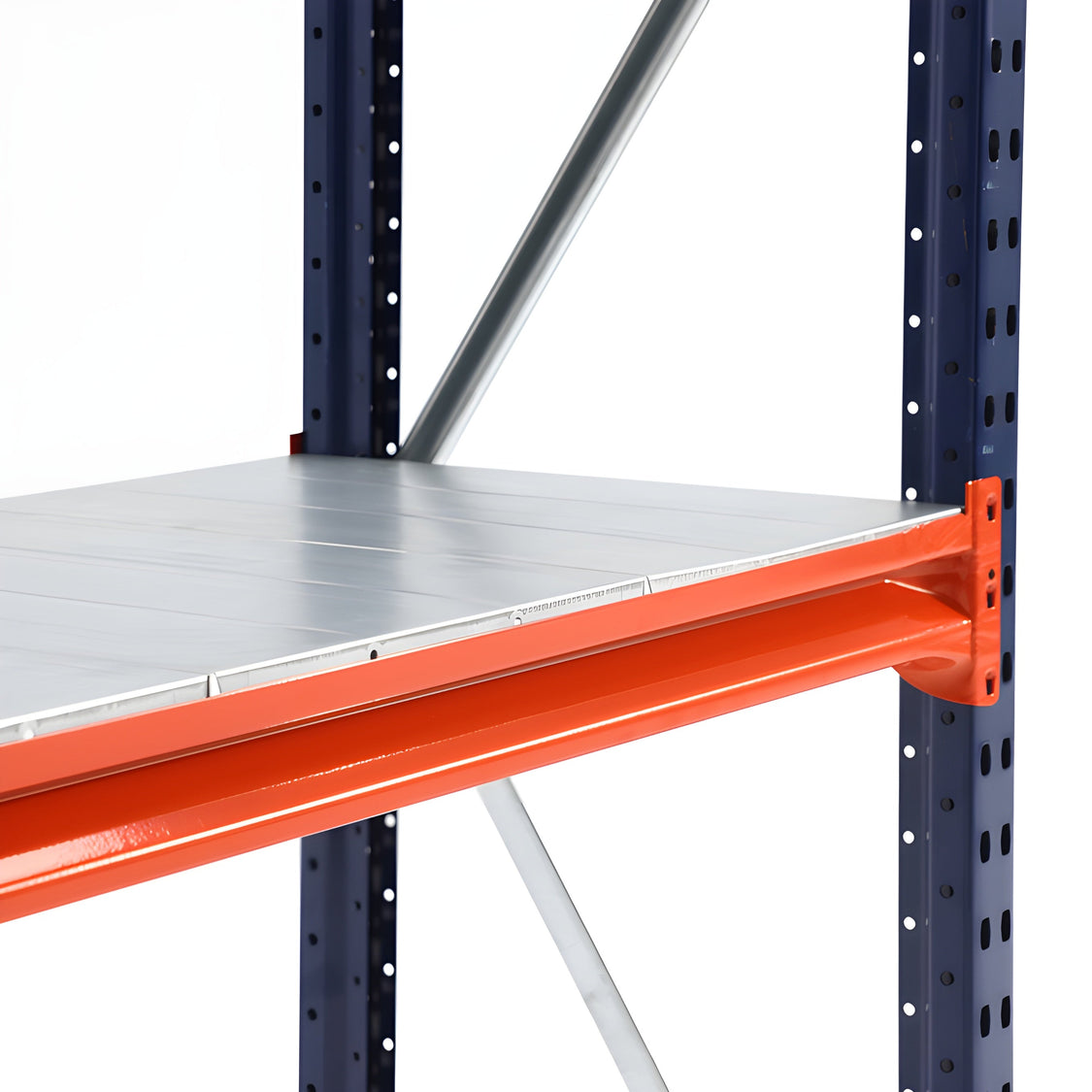 Damaged shelving upright showing gradual wear