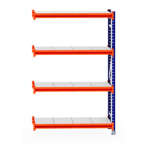 RackZone Longspan Shelving Extender, 400mm deep, steel panels, orange beams.