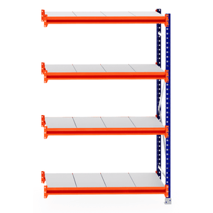 RackZone Longspan Shelving Extender, 600mm steel panels, blue and orange.
