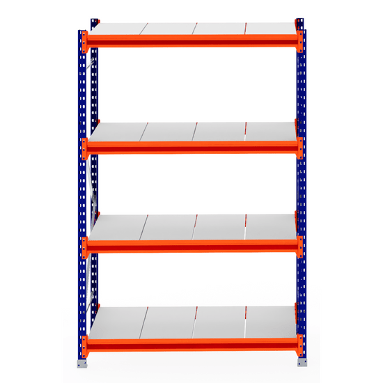 RackZone Longspan Starter Shelf, 800mm deep, steel panels, blue/orange frame.