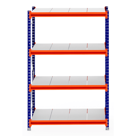 RackZone Longspan Starter Shelf, 800mm deep, steel panels, blue/orange frame.