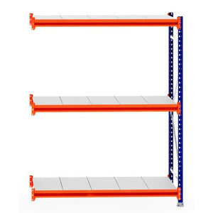 RackZone Longspan Shelving, 600mm depth steel panels, extender unit.
