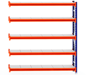 RackZone Longspan Shelving Extender with 400mm steel shelves and orange beams.