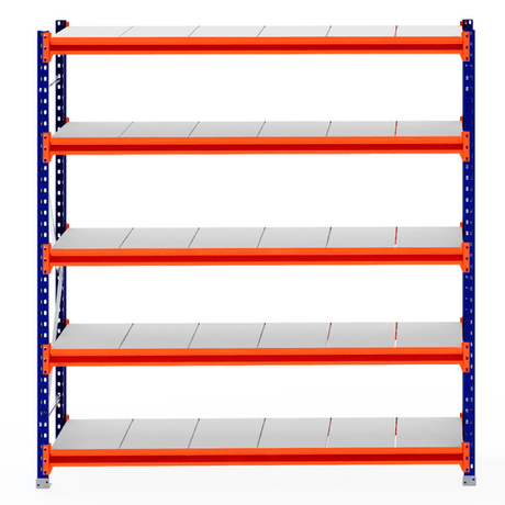 RackZone Longspan Shelving Starter, 600mm deep, with steel panels, 5 tiers.