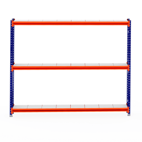 RackZone Longspan Shelving 400mm Depth Steel Panels Starter, empty, on white.