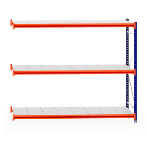 Blue and orange RackZone Longspan Steel Shelving Extender, 800mm depth.