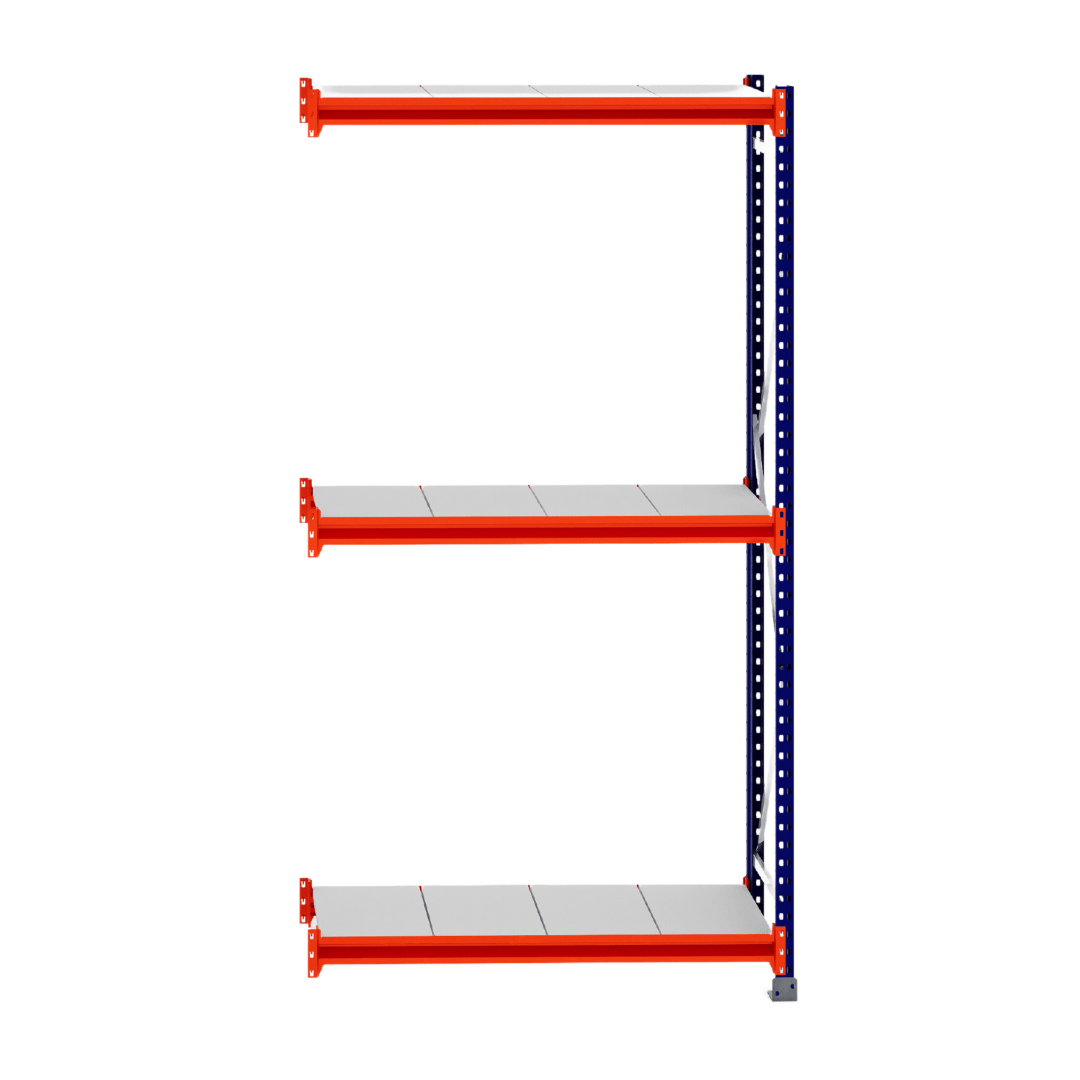 RackZone Longspan Shelving 400mm Depth Extender, steel panels, side view.