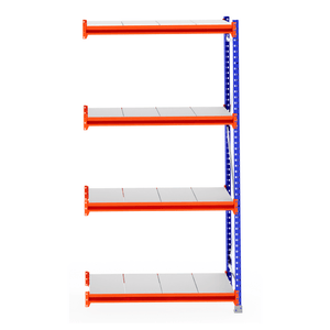 RackZone Longspan Shelving Extender, 800mm deep, steel panels, orange/blue.