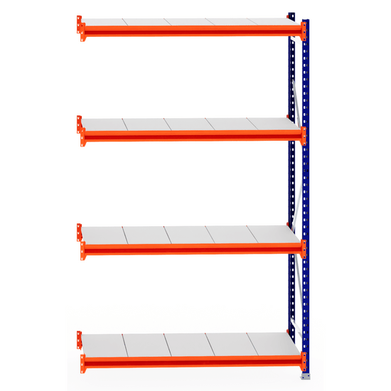 RackZone Longspan Shelving Extender with 4 steel shelves, 600mm depth.
