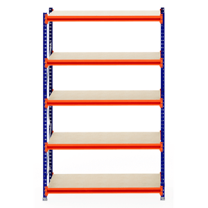 RackZone Longspan Shelving with six empty steel shelves for storage.