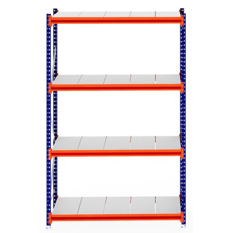 RackZone Longspan Shelving 800mm with five empty white steel panels.