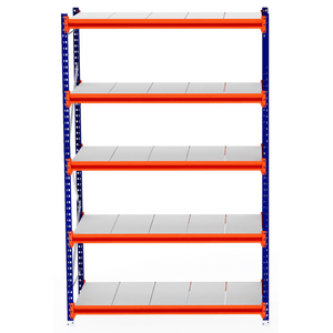 RackZone Longspan Shelving Starter, 800mm deep, steel panels, blue-orange frame.