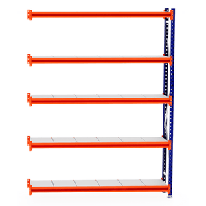 RackZone Longspan Shelving Extender, 400mm deep steel panels, orange/blue frame.