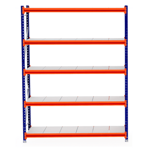 RackZone Longspan Shelving Starter, 600mm, blue frame, orange supports.