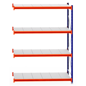 RackZone Longspan Extender with steel panels, 800mm deep shelving unit.