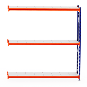 RackZone Longspan Shelving 400mm Depth Steel Panels Extender, orange & white.