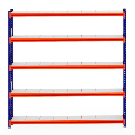 RackZone Longspan Shelving Starter, 400mm depth, steel panels, empty.