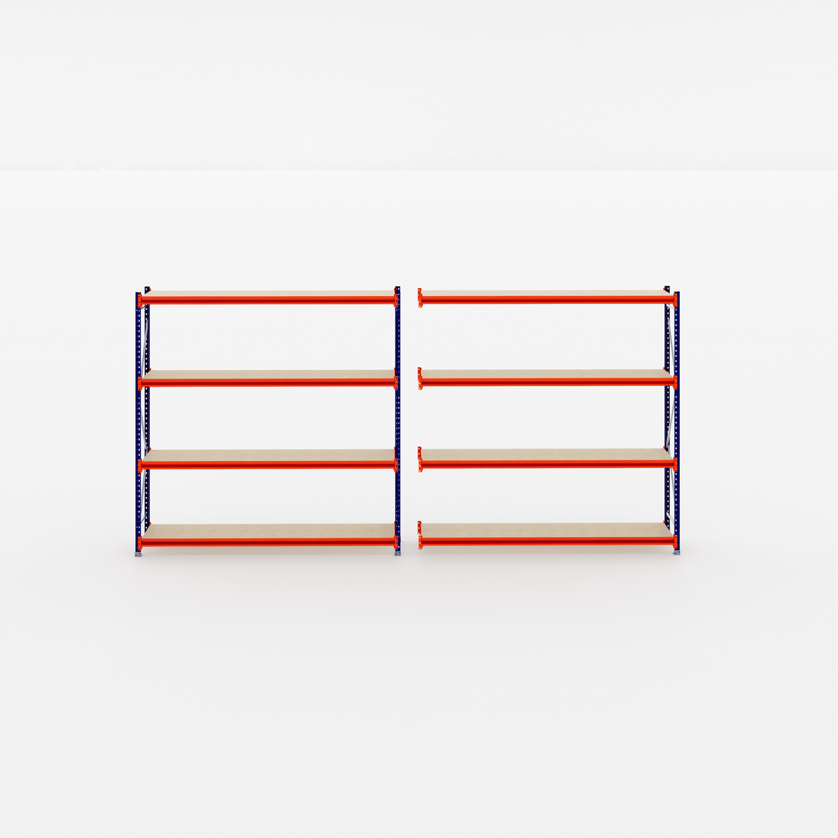 Two RackZone Longspan Shelving 600mm units with steel panels on white background.