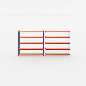 Two empty RackZone Longspan Shelving units with steel panels, 600mm deep.
