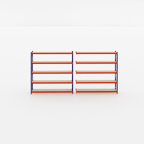 Two empty RackZone Longspan Shelving units with steel panels, 600mm deep.