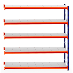 RackZone Longspan Extender: 6-tier steel shelving, 800mm depth, orange supports.