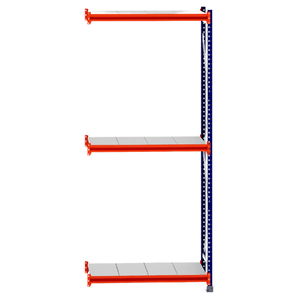 RackZone Longspan Shelving Extender, 400mm Steel Panels, Orange & Blue Frame.