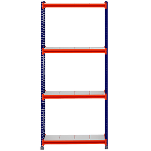 RackZone Longspan Shelving Starter, 400mm deep, steel panels, orange supports.