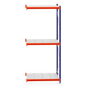 RackZone Longspan Shelving Extender, 800mm steel panels, orange beams.