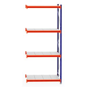 RackZone Longspan Shelving Extender, 800mm steel panels, orange beams.