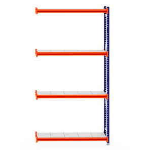 RackZone Longspan Shelving Extender, 4-tier, 400mm depth, steel panels.