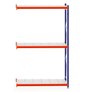 RackZone Longspan 600mm Extender with steel shelves and orange beams.