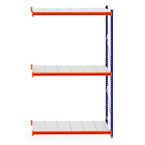 RackZone Longspan Shelving Extender, 800mm Steel Panels, Orange & Blue.