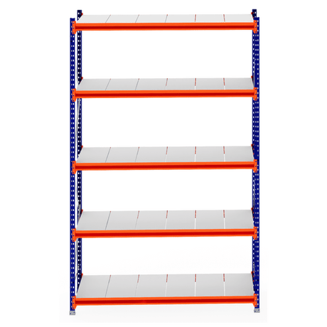 RackZone Longspan Shelving Starter, 800mm deep, steel panels, 6 tiers.