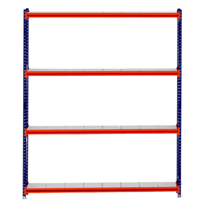 RackZone Longspan Shelving Starter, 400mm depth, steel panels, blue/orange.