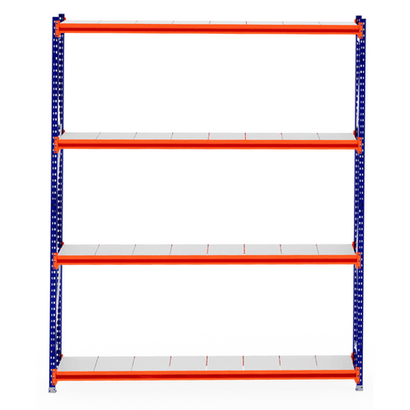 RackZone Longspan Shelving 600mm Depth Steel Panels - Starter, four shelves.