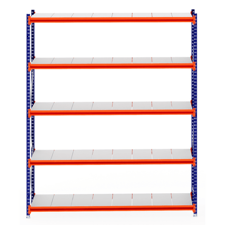 RackZone Longspan Shelving Starter, 800mm steel panels, five empty shelves.