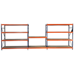 RackZone Longspan shelving with built-in workbench—ideal storage solution.