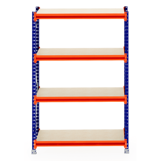RackZone Longspan Shelving 600mm, laminated timber, starter unit, front view.