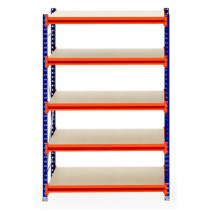 RackZone Longspan Shelving 800mm Depth Starter with blue frame and orange supports.