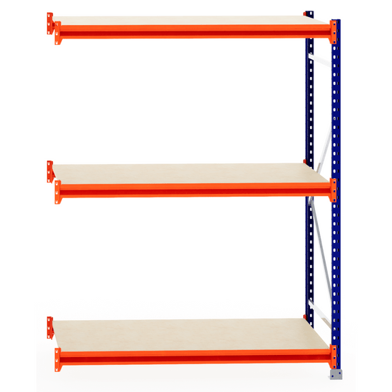 RackZone Longspan Extender with laminated timber, 800mm depth shelving.