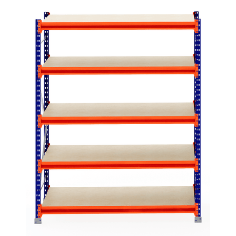 RackZone Longspan Shelving 800mm Starter, laminated timber shelves, front view.