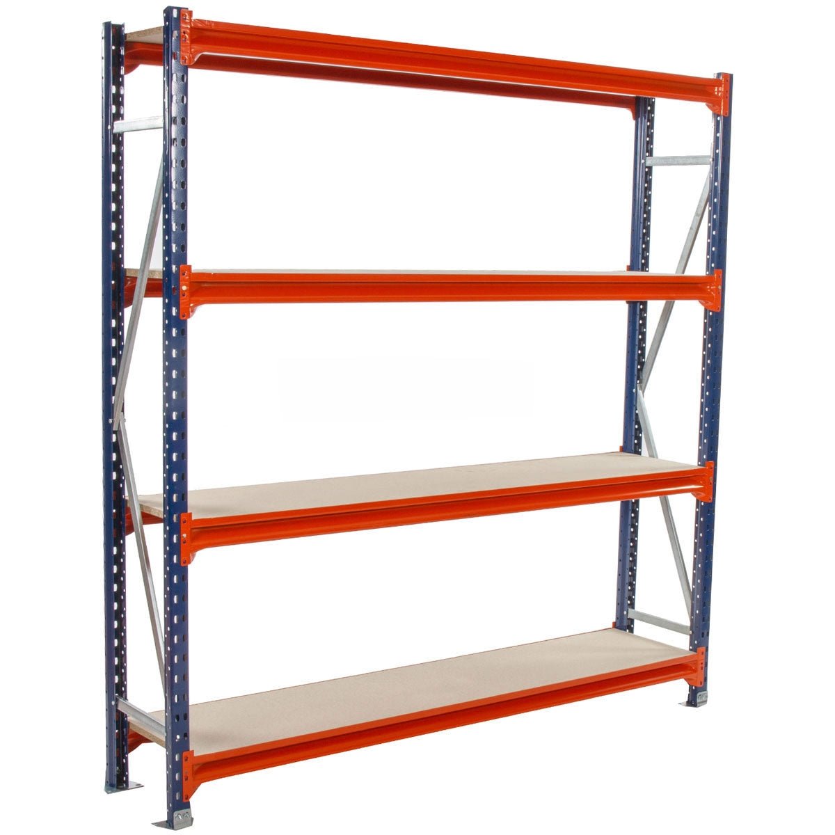 RackZone 5-bay longspan shelving, 4 levels, 2000x1800x400mm, incl. delivery.