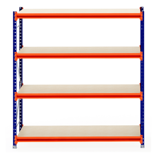 RackZone Longspan Shelving 800mm Laminated Timber Starter, four-tier unit.