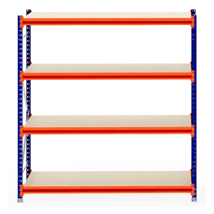 RackZone Longspan Shelving 800mm Laminated Timber Starter, four-tier unit.