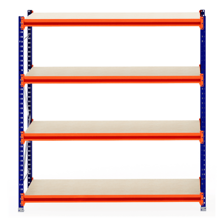 RackZone Longspan Shelving 800mm Laminated Timber Starter, four-tier unit.