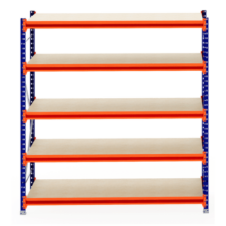 RackZone Longspan Shelving 800mm, 5 laminated timber shelves, starter unit.